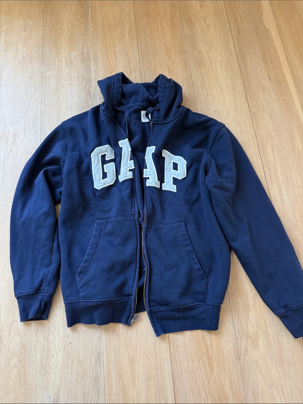 GAP Kids Dark Blue Zip-Up Hoodie with Contrast Logo